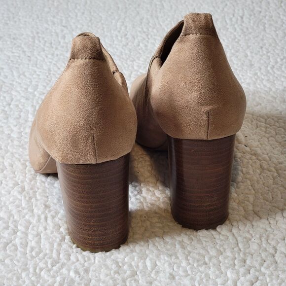 ASOS Women Sz 6 1150417 Beige Summer Platform Block Heel Peep Toe Slide On Shoes - Picture 5 of 10